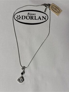 Silver  Swarovski Crystal  Teardrop Pendant Necklace